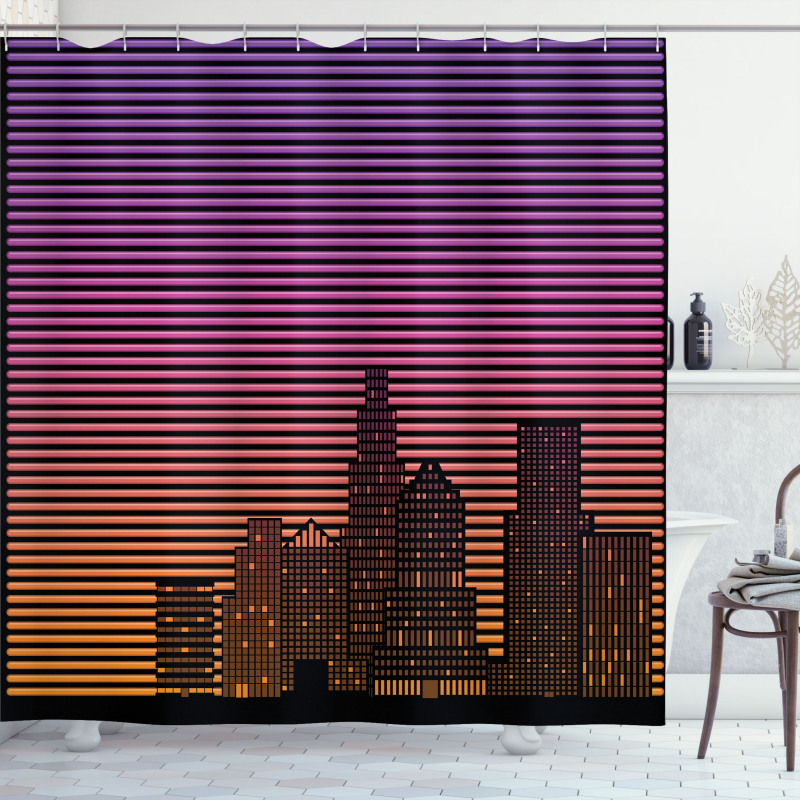 80's Skyline Shower Curtain