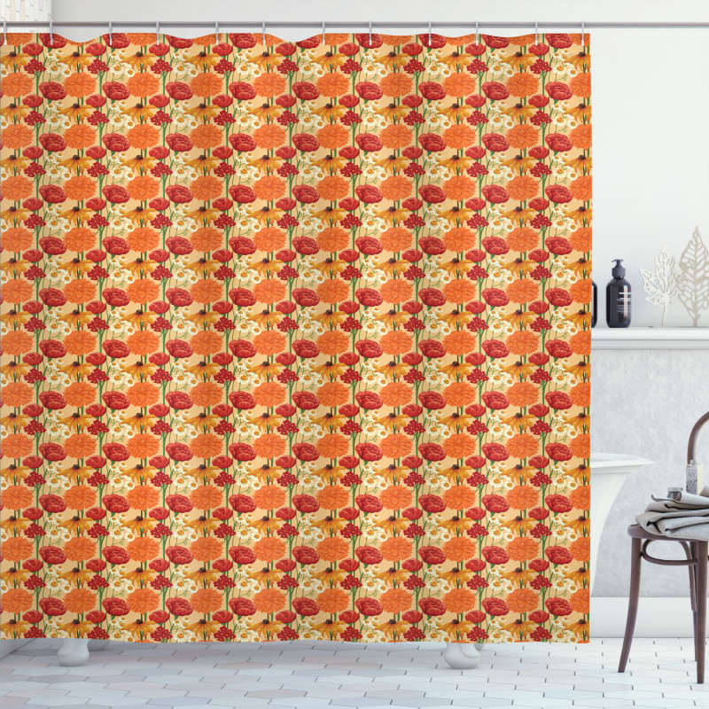 Romantic Chamomile and Rose Shower Curtain