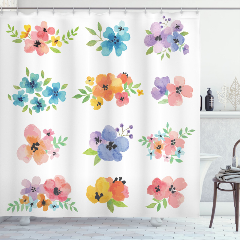 Watercolor Bouquets Shower Curtain