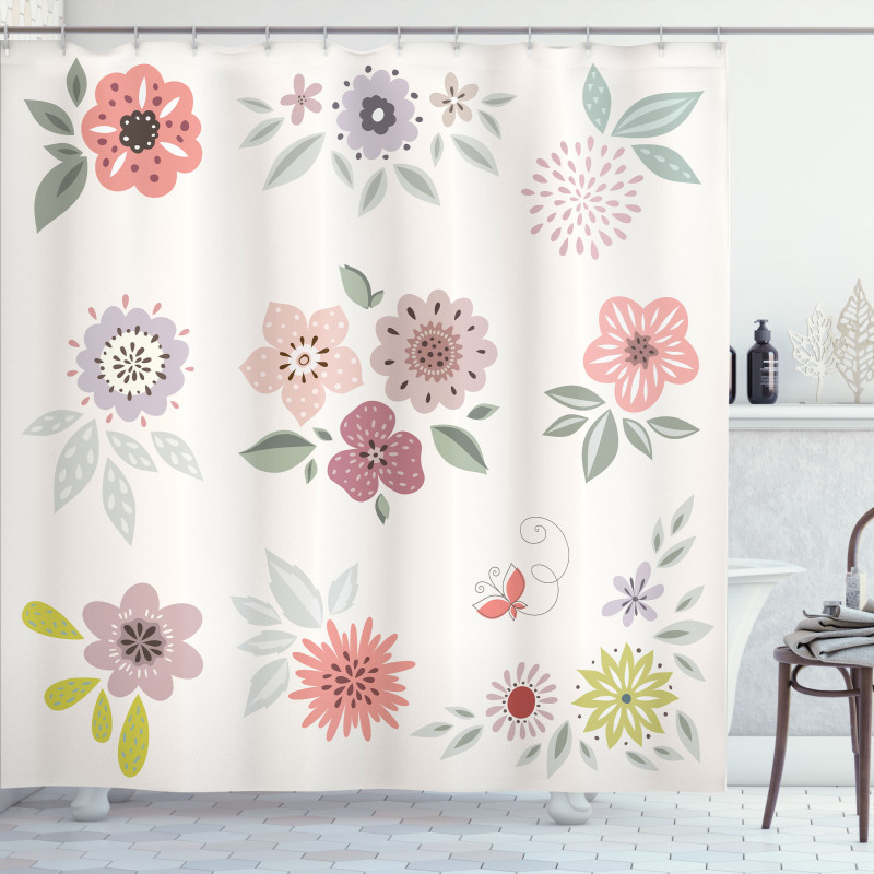 Continuous Flowers Shower Curtain