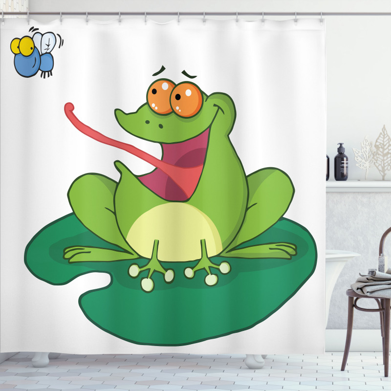 Funny Animal Catches a Bug Shower Curtain