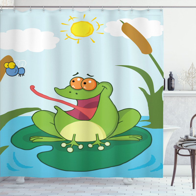 Animal on Pond Catches a Fly Shower Curtain