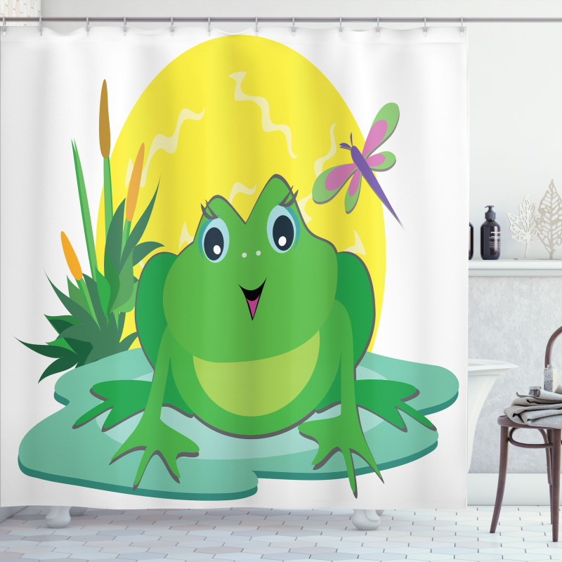 Animal on Leaf Cartoon Sun Shower Curtain