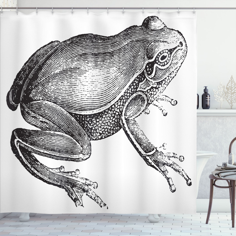 Engraved Amphibian Fauna Art Shower Curtain