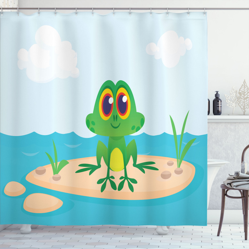 Nursery Cartoon Animal Scene Shower Curtain