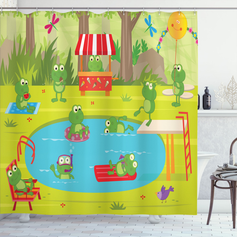 Animal Pool Party Fun Forest Shower Curtain