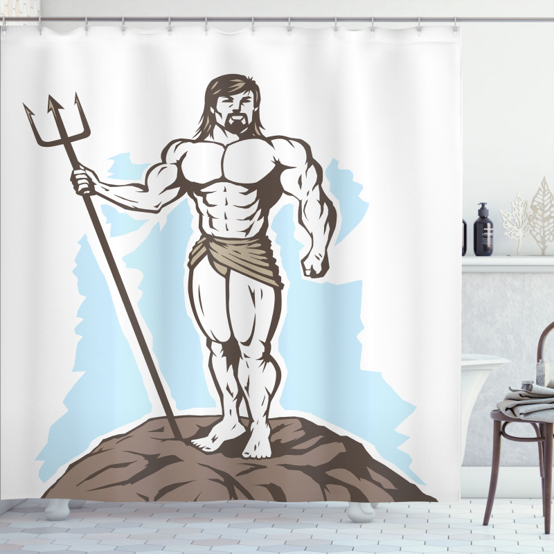 Greek Myth Man on a Rock Shower Curtain