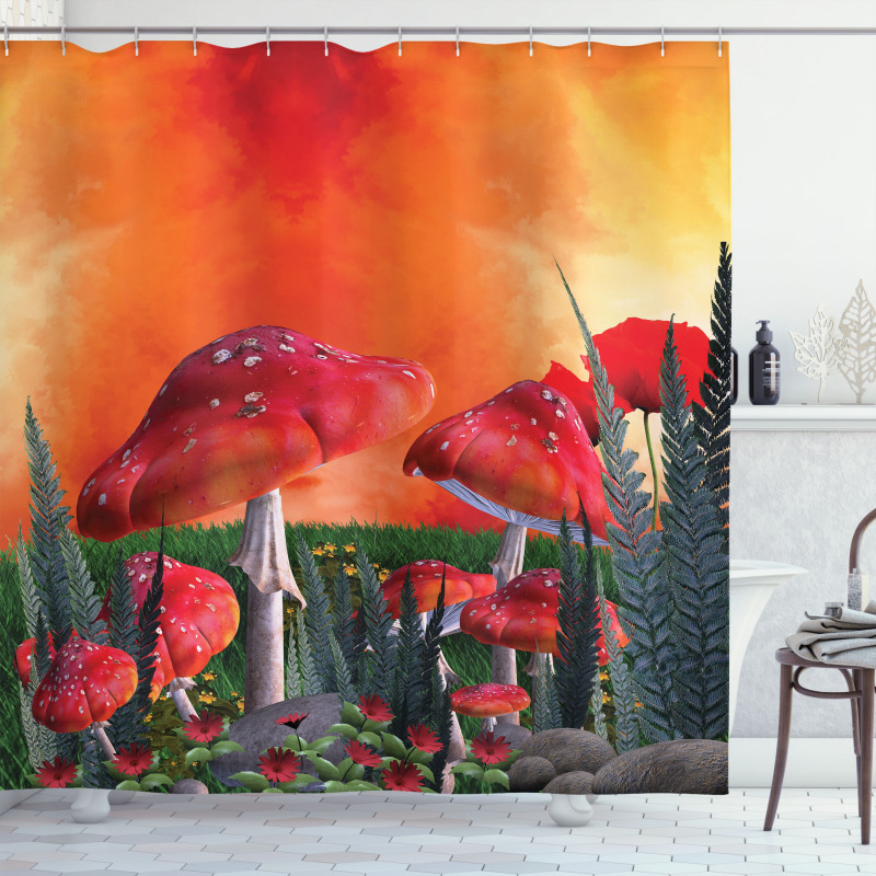 Clouds Leaves Poppies Shower Curtain
