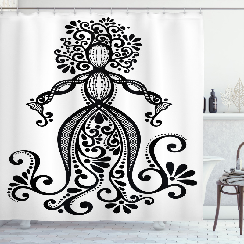 Woman Shape Vintage Ornate Shower Curtain