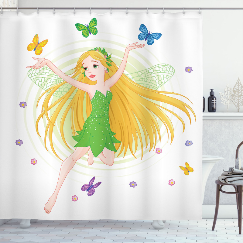 Spring Fairy Butterflies Shower Curtain