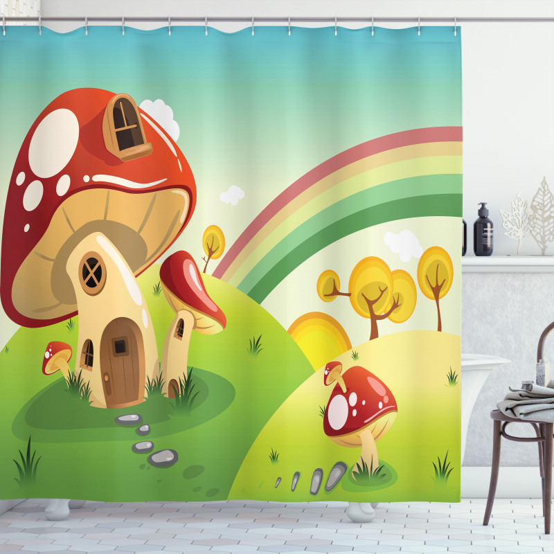 Farm Field Rain Mushroom Shower Curtain