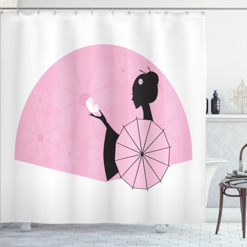 Woman Side Portrait Shower Curtain