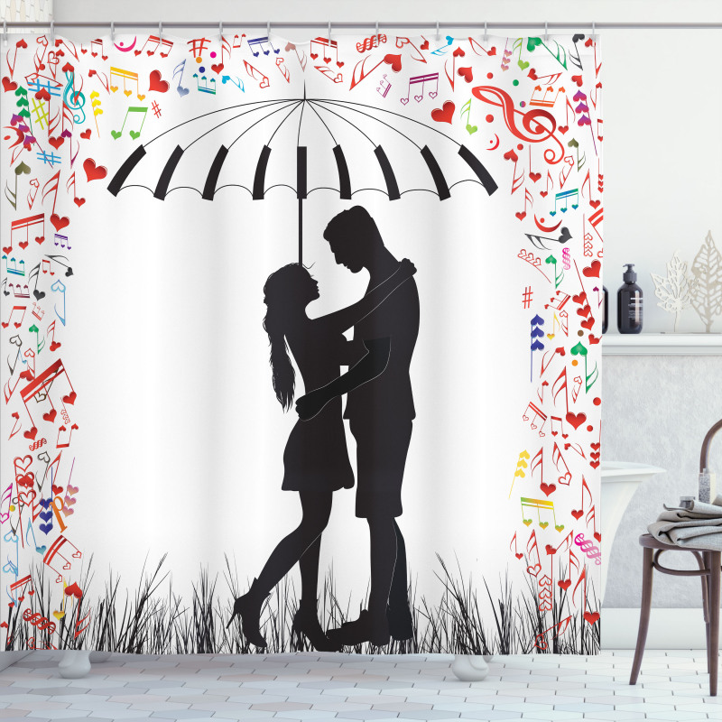 Young Romantic Couple Shower Curtain