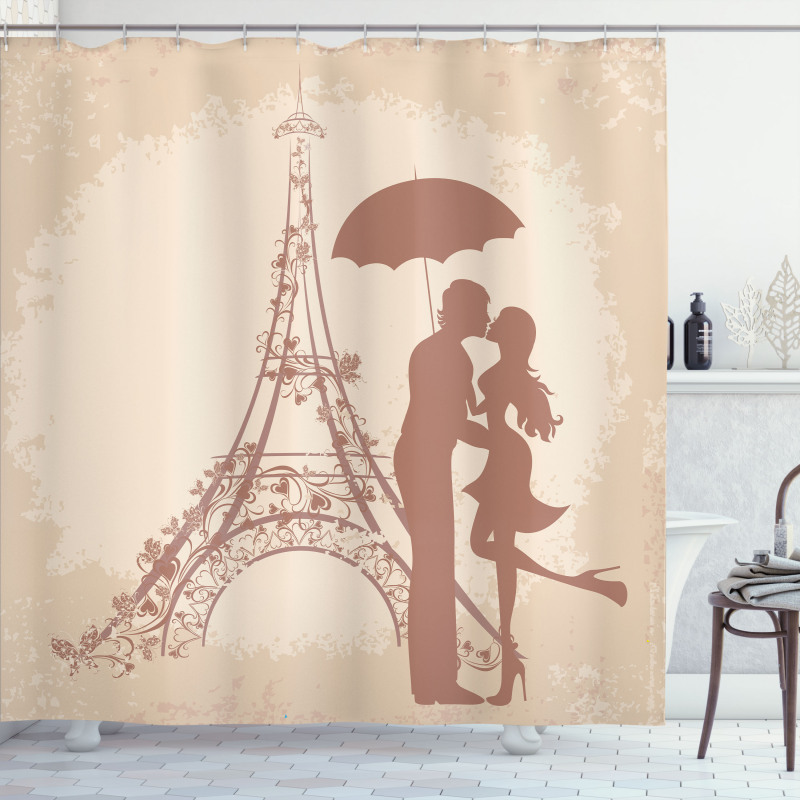 Couple Eiffel Tower Shower Curtain