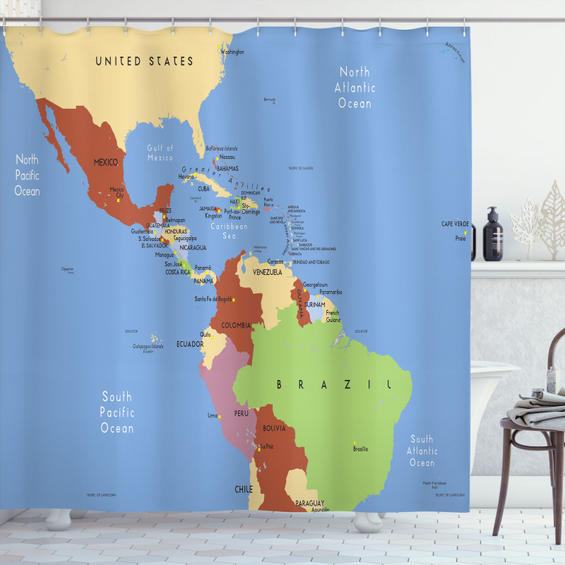 South North Pacific Ocean Shower Curtain