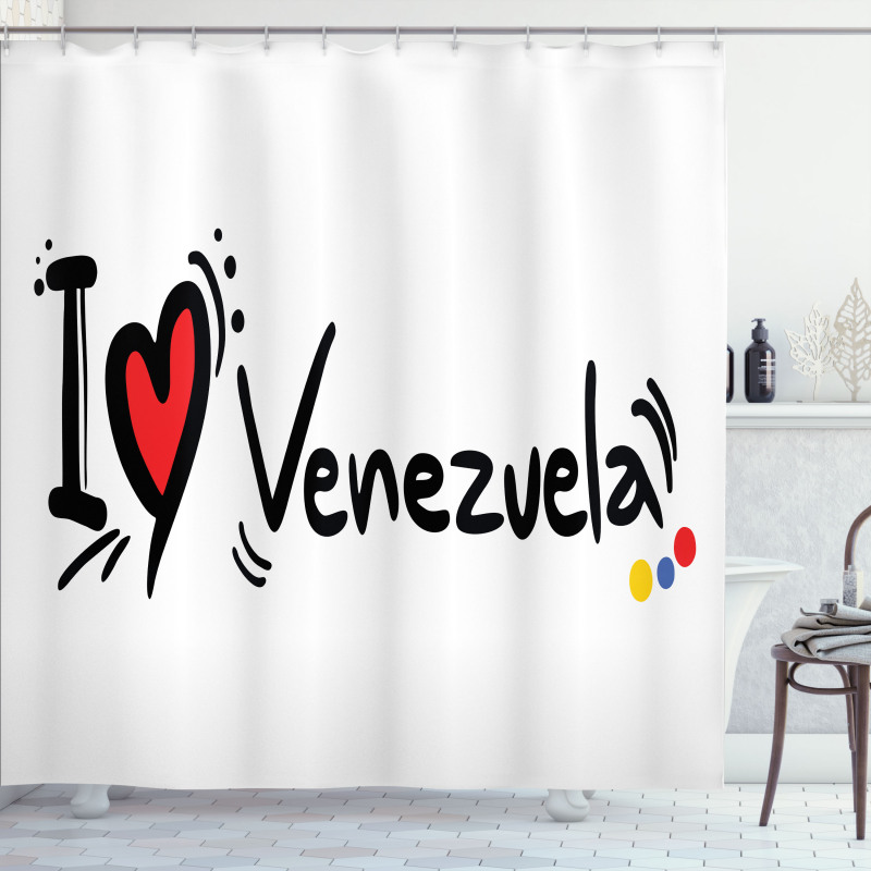 I Love Venezuela Wording Shower Curtain