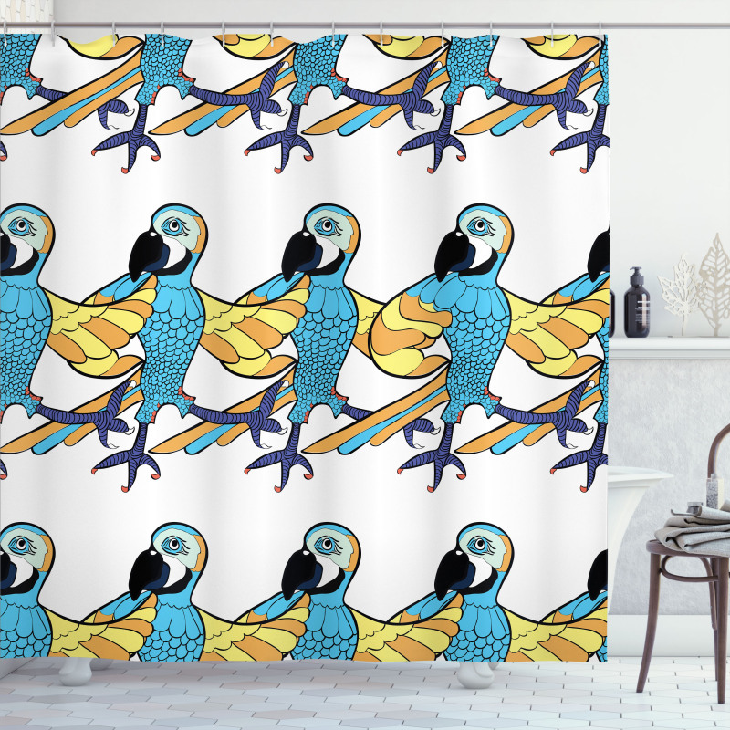 Tropic Colorful Parrots Shower Curtain