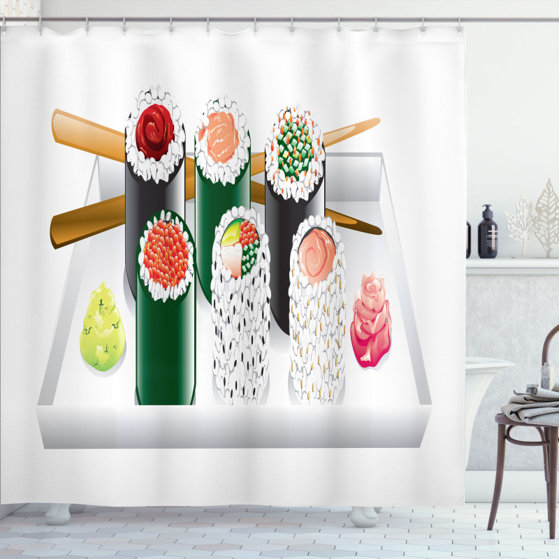 Various Flavored Sushi Plate Shower Curtain