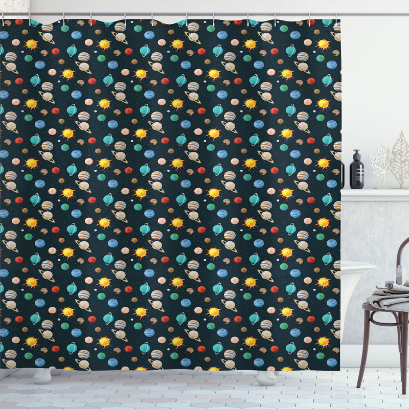 Planets Solar System Shower Curtain