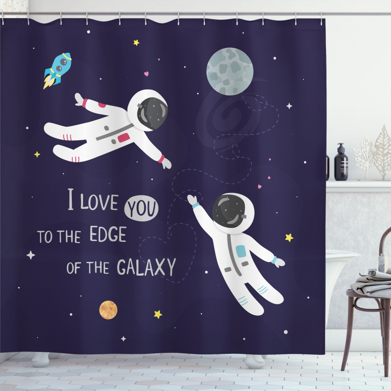 Love Wording Astronauts Shower Curtain