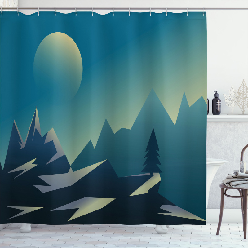 Geometric Landscape Scene Shower Curtain