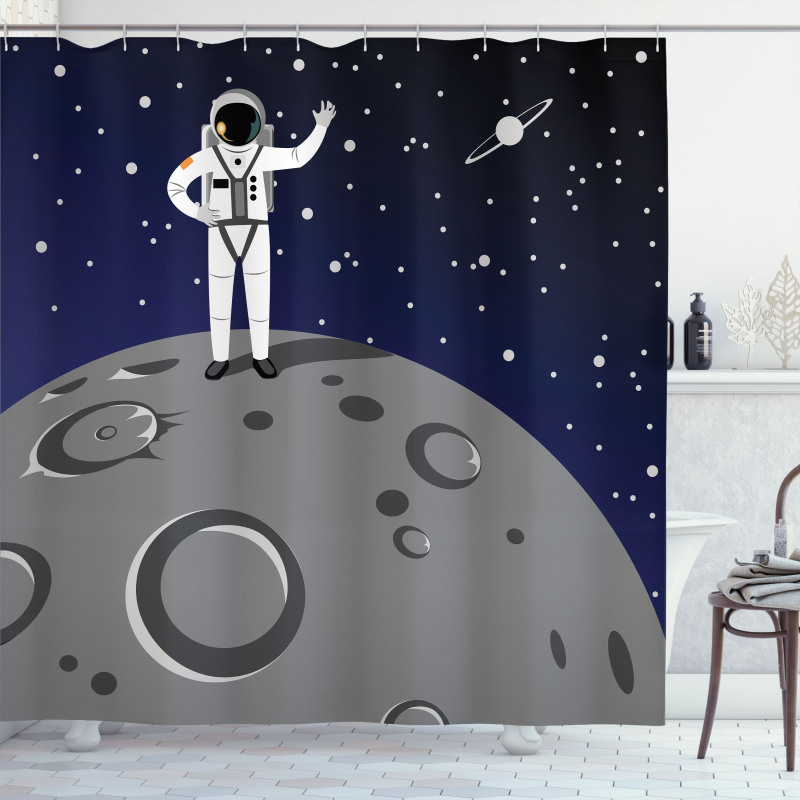 Man Landed on Moon Shower Curtain