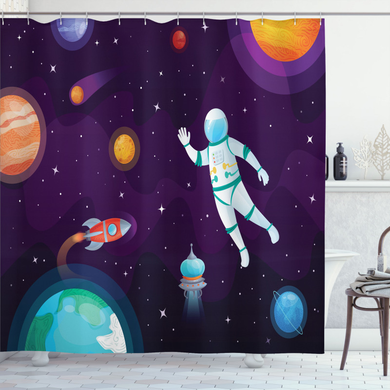 Astronaut in Space System Shower Curtain