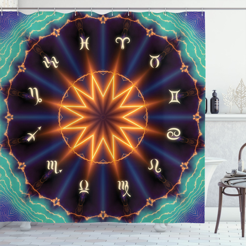 Sun Zodiac Wheel Shower Curtain