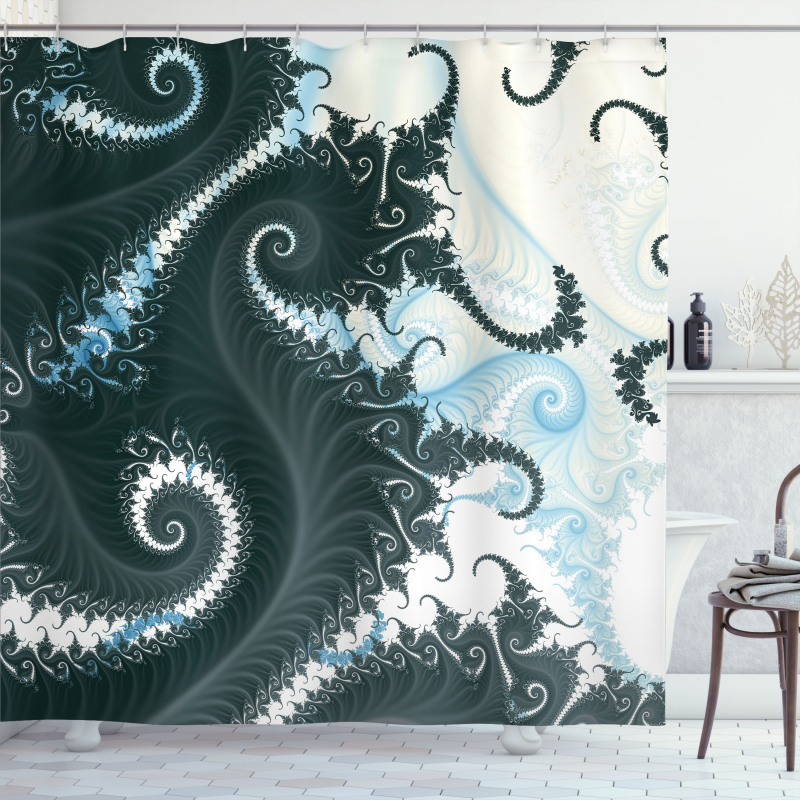 Fractal Motif with Swirls Shower Curtain