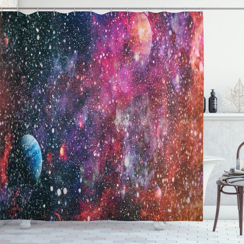 Abstract Jumble Space Shower Curtain