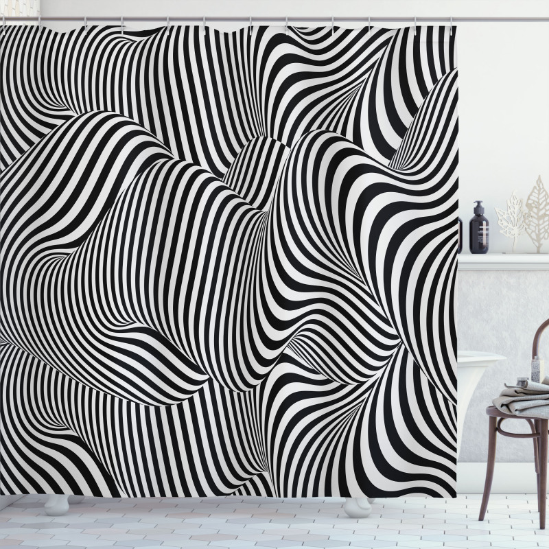 Optical Lines Art Shower Curtain