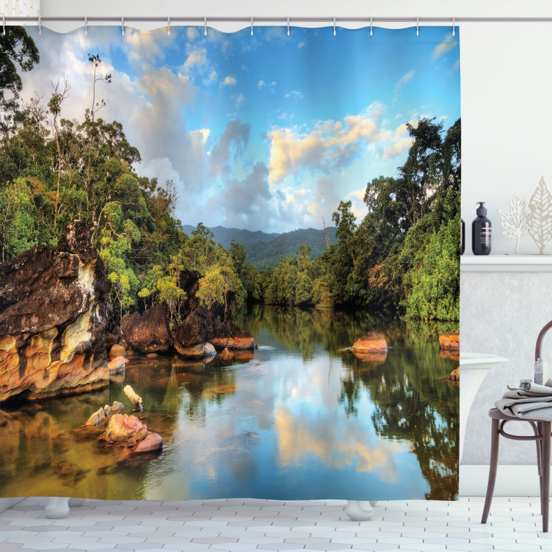 View of Jungle River Shower Curtain