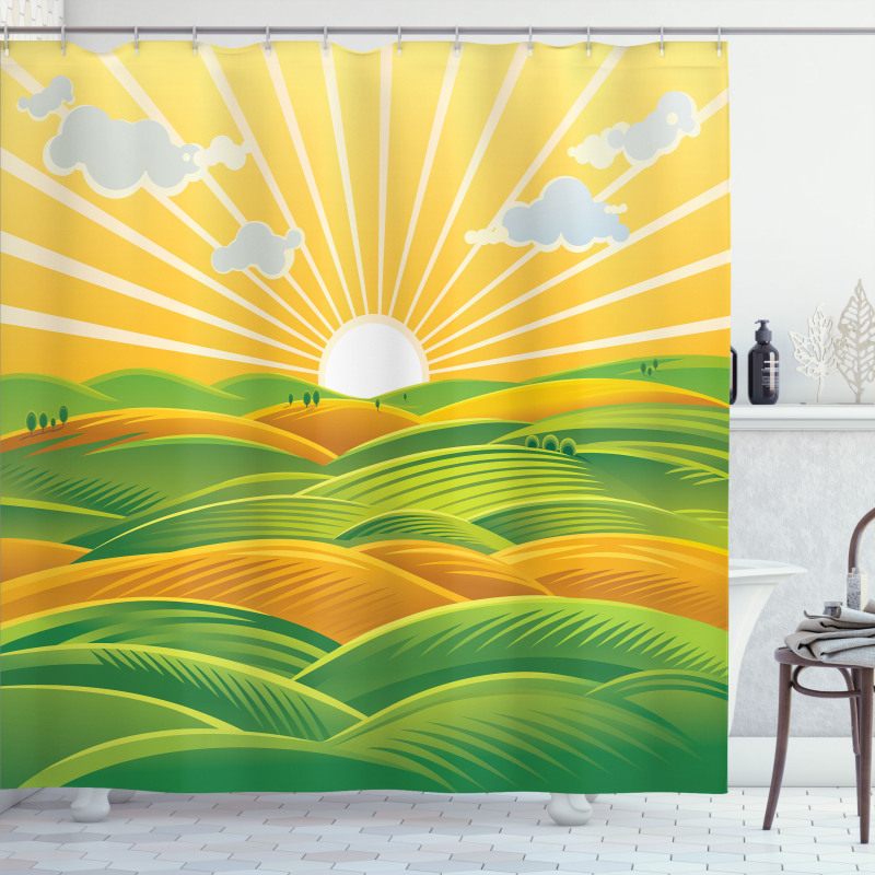 Fields Hills at Dawn Shower Curtain