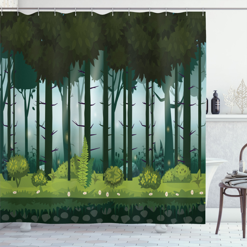 Mystic Forest Trees Twilight Shower Curtain