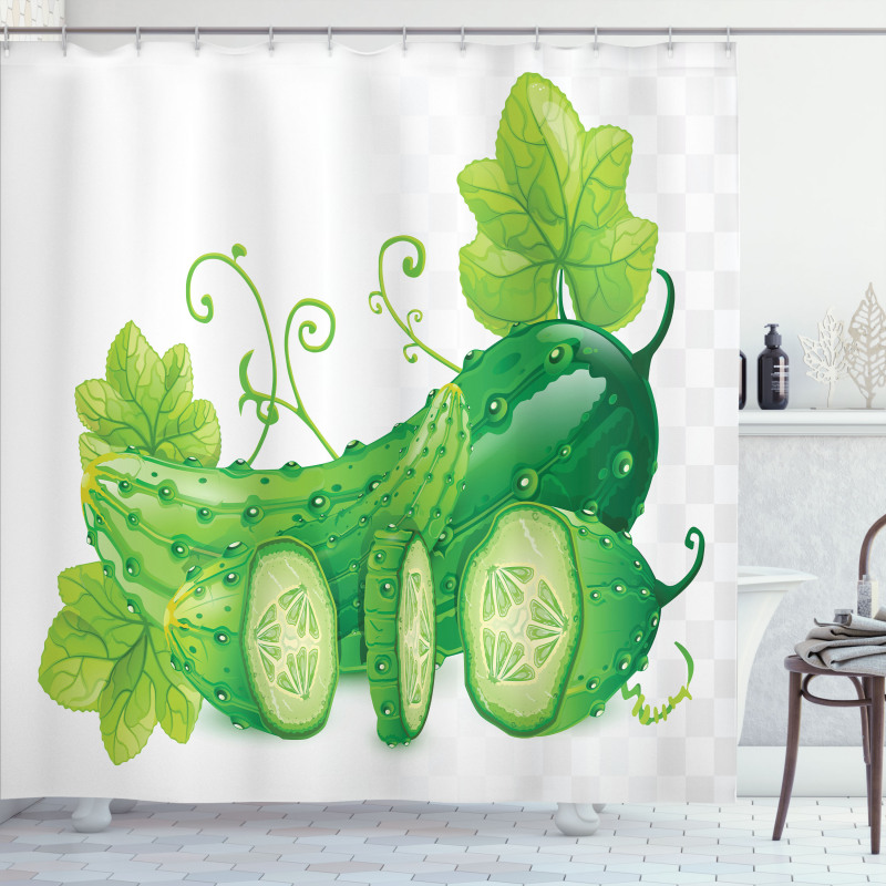 Juicy Cucumber Graphic Shower Curtain