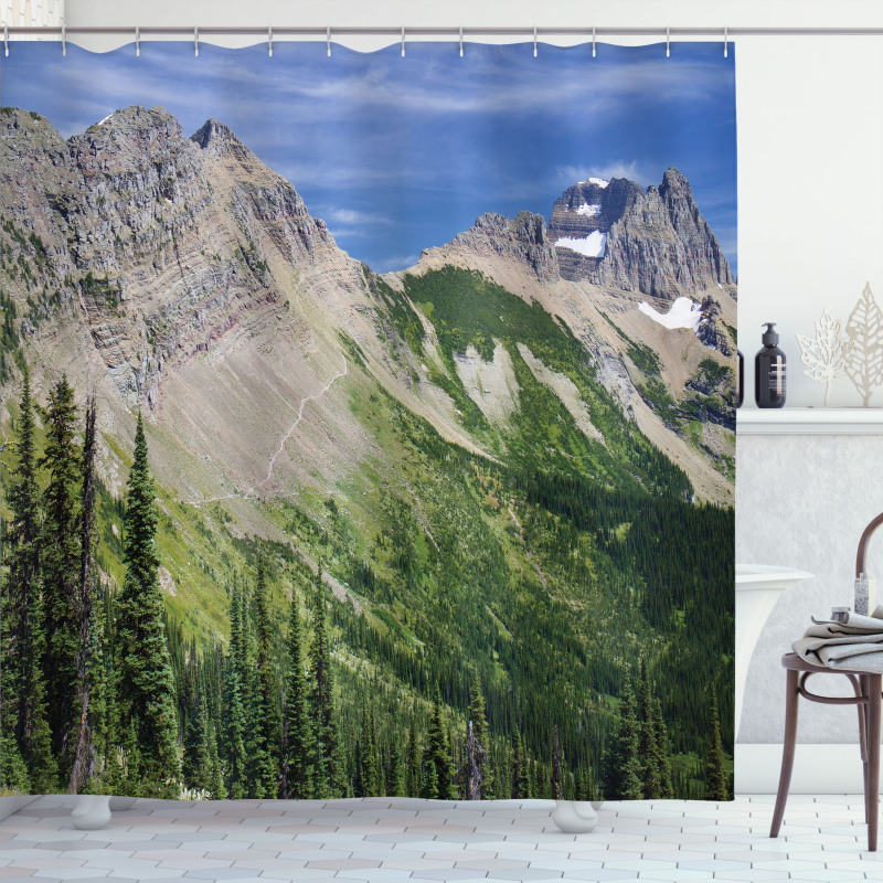 High Mountains and Forest Shower Curtain