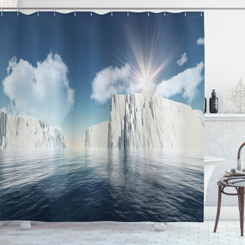 Fluffy Clouds Sunbeams Shower Curtain