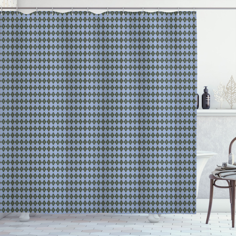 Traditional Eastern Grid Shower Curtain