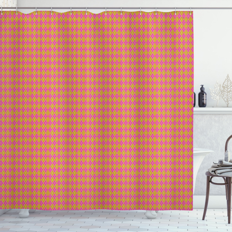 Moroccan Bicolour Grid Shower Curtain