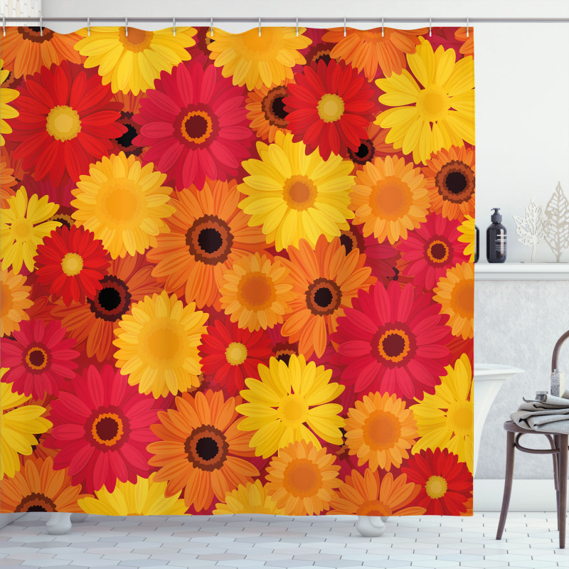 Warm Tones Flowers Shower Curtain