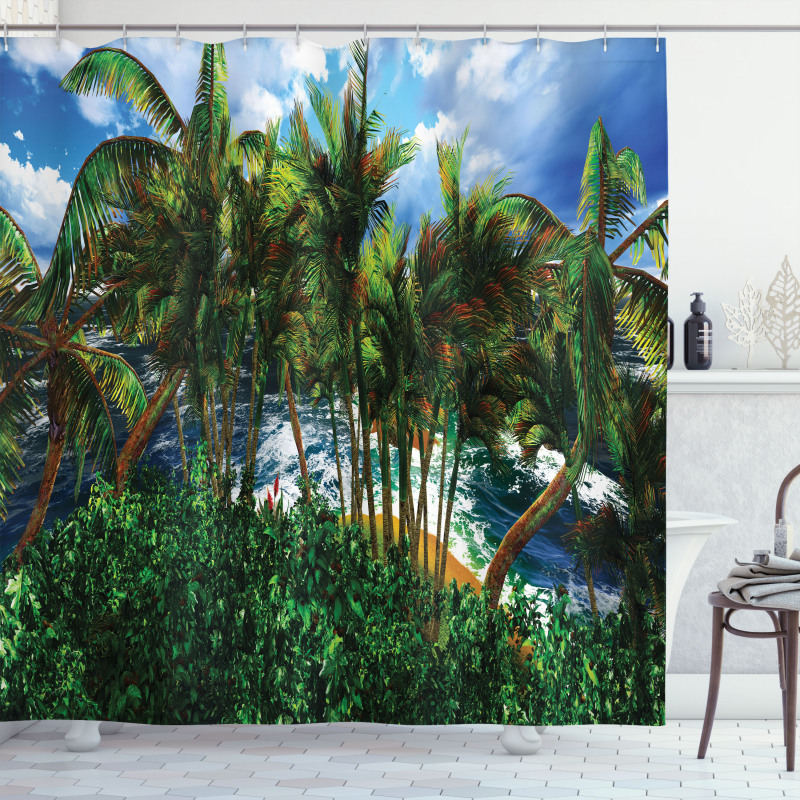 Hawaii Island Palm Tree Shower Curtain