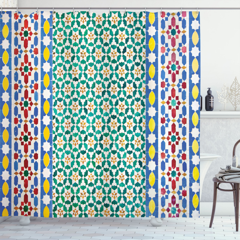 Colorful Mosaic Wall Shower Curtain