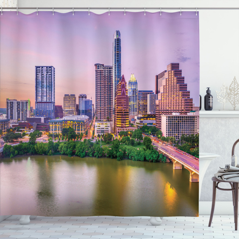 Urban Scene Image and River Shower Curtain