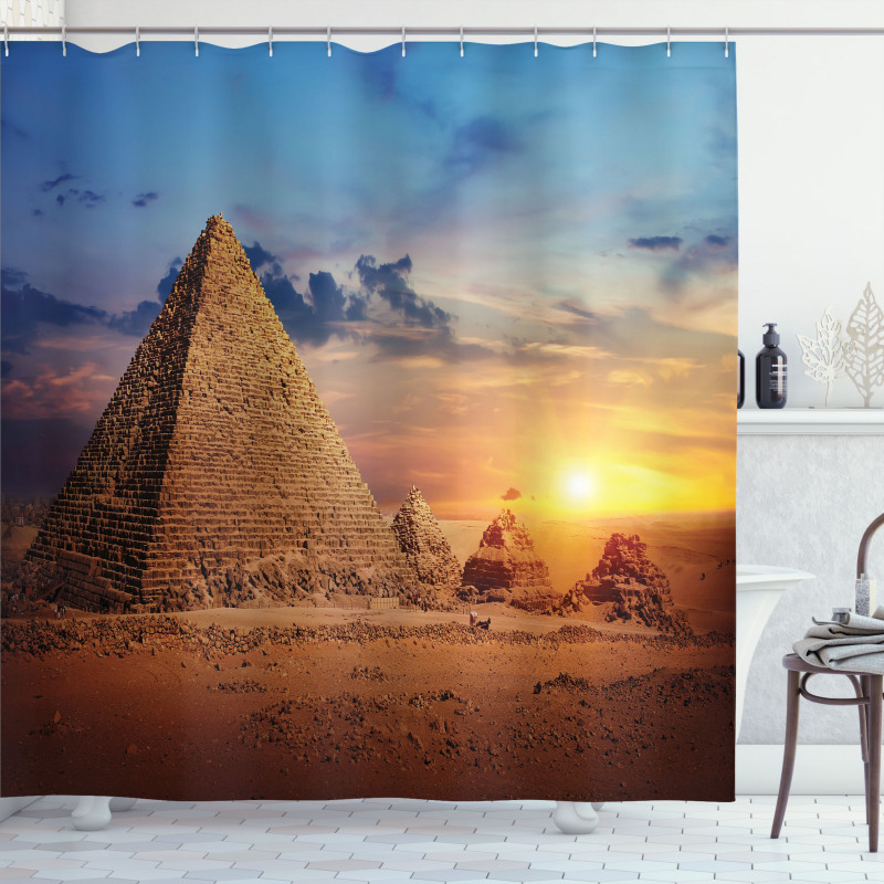 Desert and Pyramids Dusk Shower Curtain