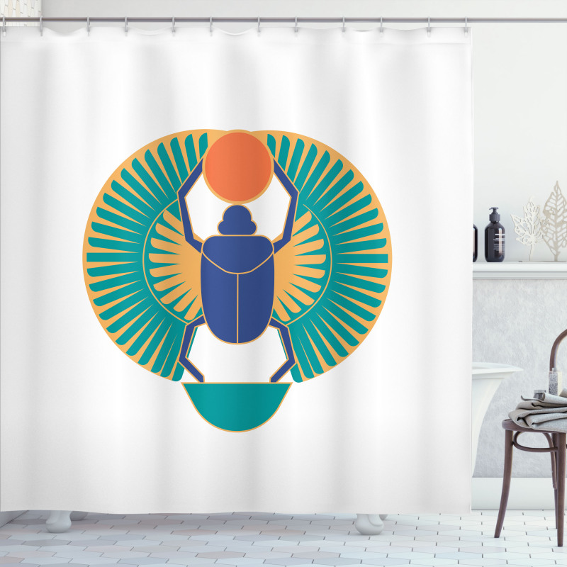 Scarab Holding Sun Shower Curtain