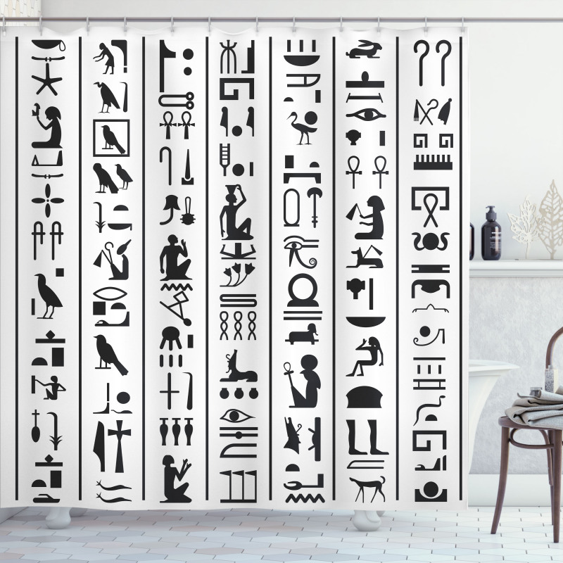 Vertical Ancient Writing Shower Curtain