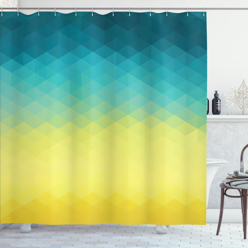 Polygonal Color Changes Shower Curtain