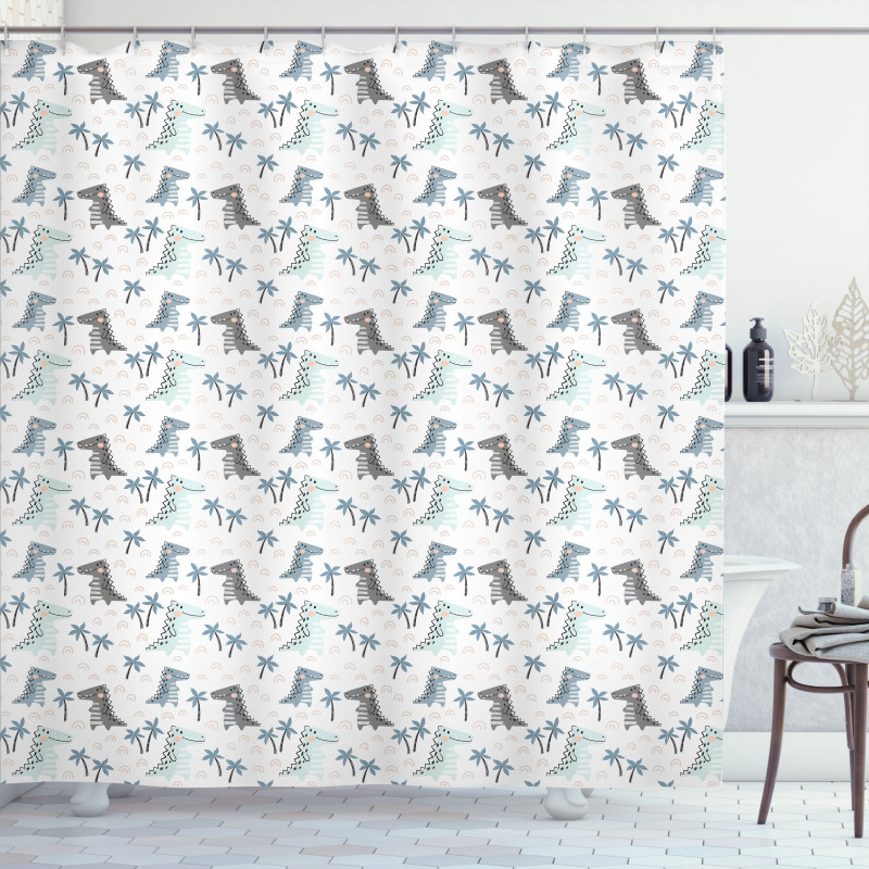 Dinosaur Rhythmic Cartoon Shower Curtain