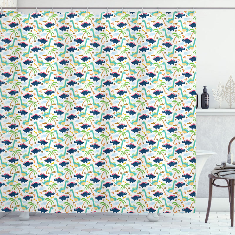 Dinosaurs Funny Doodle Shower Curtain