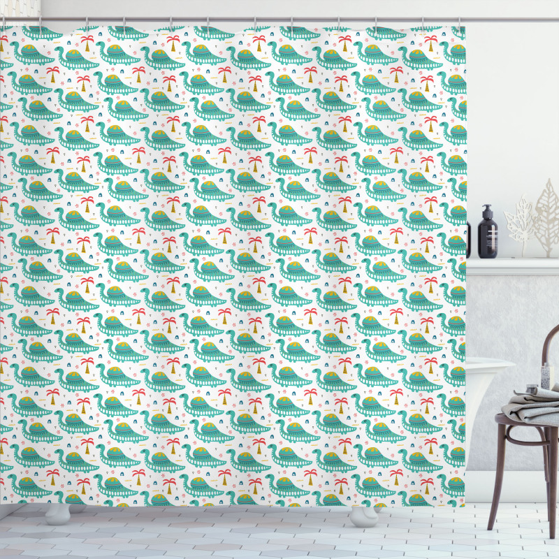 Cartoon of Animal and Palms Shower Curtain